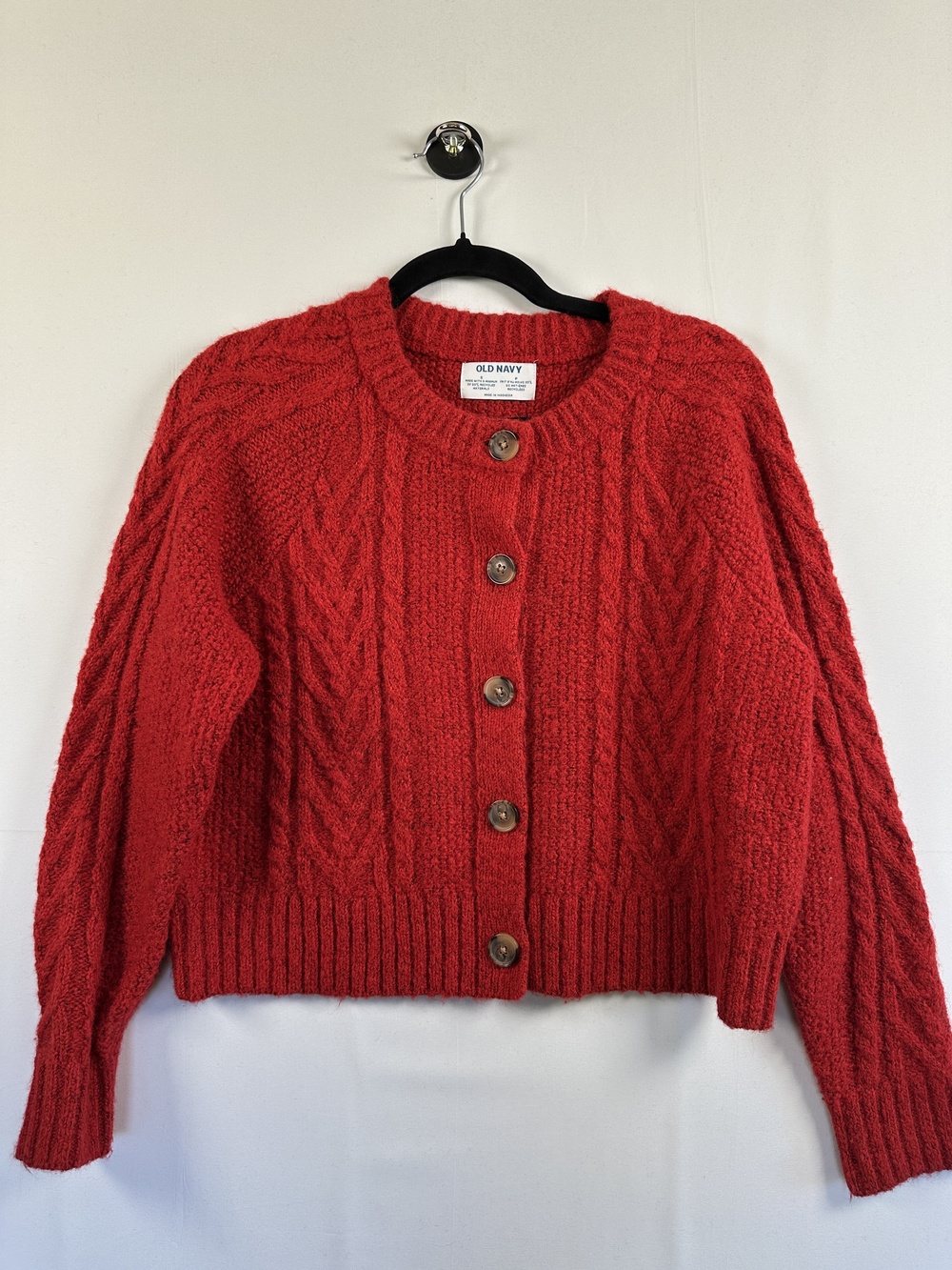 Old Navy Orange Red Chunky Knit Cropped Sweater Size S